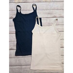 2 No Boundaries Women's Ribbed Cami Tank Tops Size Small (3-5) Blue Beige